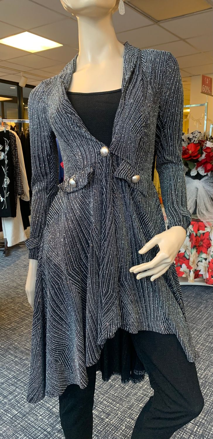 Black & Silver Tuxedo Cardigan