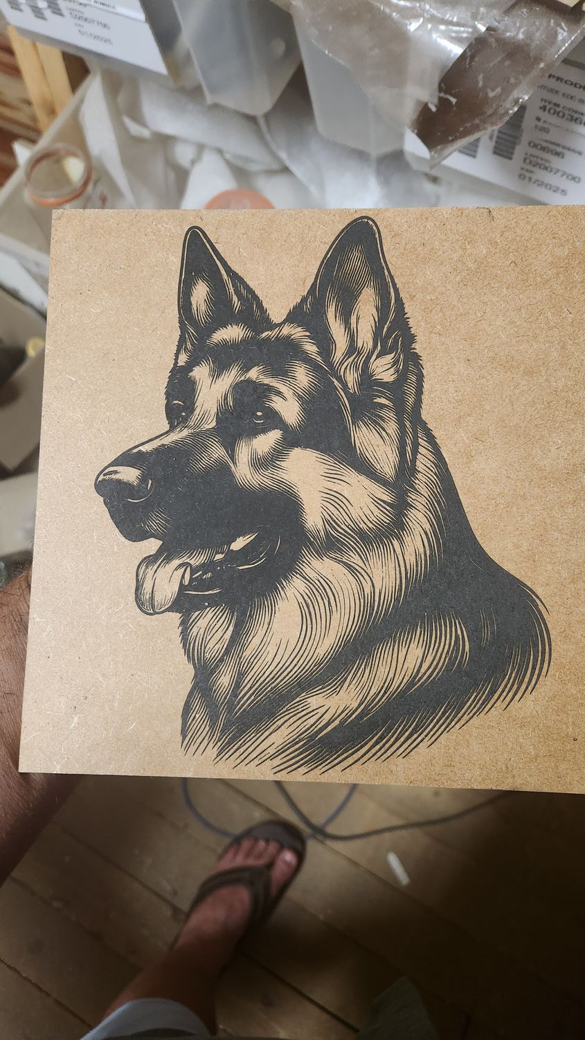 Dog on MDF
