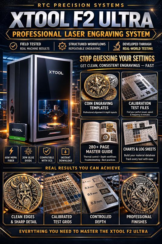 xTool F2 Ultra Laser Engraving System | MOPA Fiber, Coin Templates & Calibration Toolkit xTool F2 Ultra Laser Engraving System | MOPA Fiber, Coin Templates & Calibration Toolkit