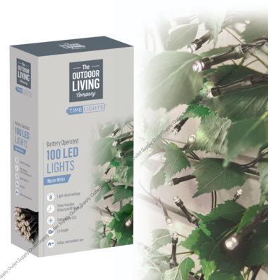 Premier Decorations 100 LED Battery Operated Warm White Lights