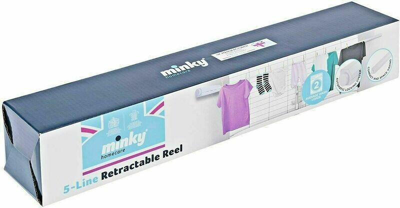 Minky Compact Retractable Adjustable Clothes Reel Line - White