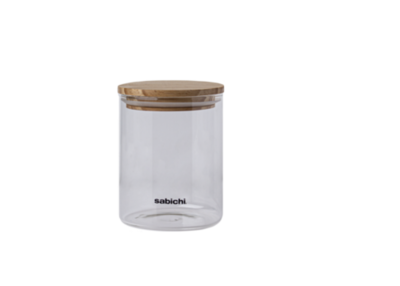 Sabichi 0.9L Durable Glass Airtight Seal Storage Jar With Wooden Lid