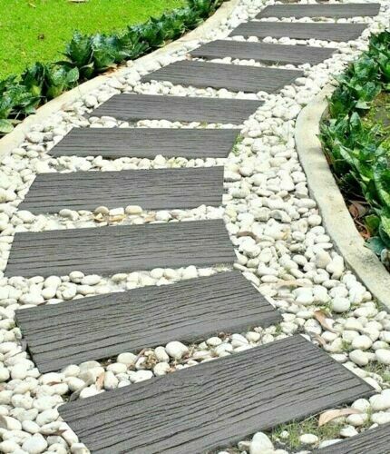 Primeur Grey Stepping Stone Recycled Rubber Rectangle Garden Tiles 4 Pack