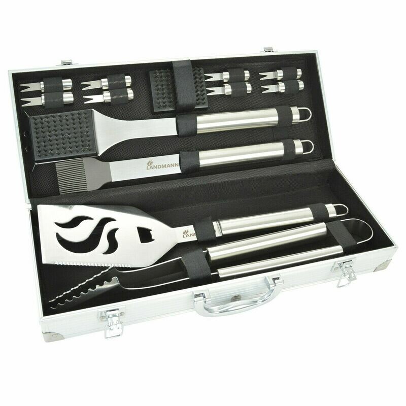 Landmann 13 Piece BBQ Stainless Steel Tool Set + Carry Case