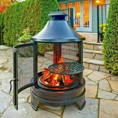 Cooking Fire Pit Grill BBQ Barbecue + Swing Out Iron