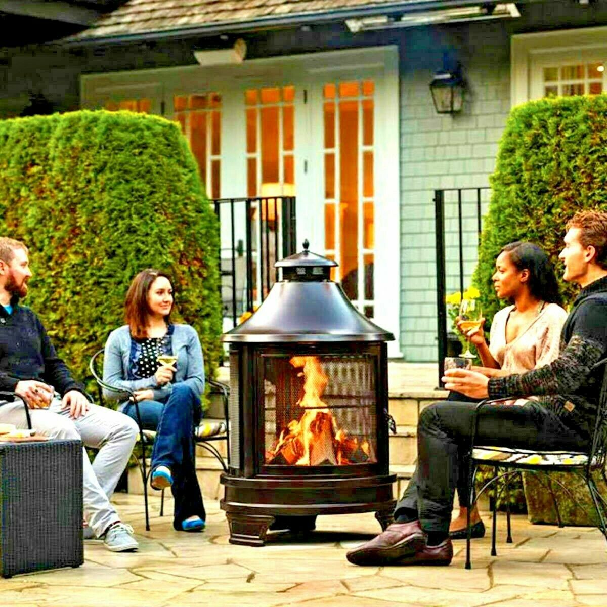 Cooking Fire Pit Grill BBQ Barbecue + Swing Out Iron