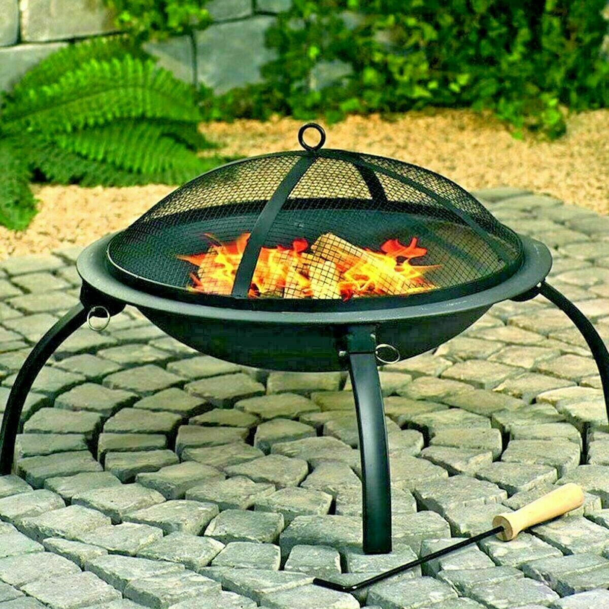 GardenKraft 22" Portable Outdoor Garden Firepit Grill BBQ Summer Party Warm fire