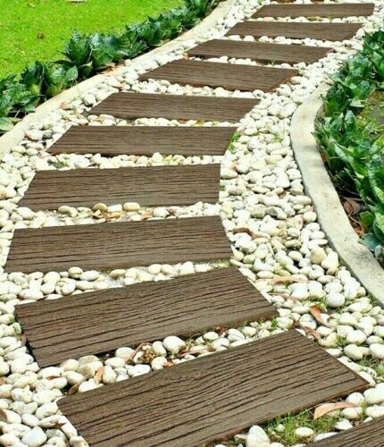 Primeur Earth Brown Recycled Rubber Rectangle Stepping Stone Garden Tiles 4 Pack