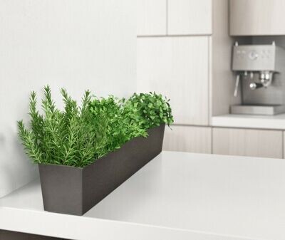 Sonata Long Grey Rubber Rectangular Plant Pot 15cm