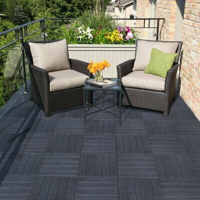 10 x Garden Patio Interlocking Composite Decking Floor Tiles Easy Tile 30x30cm