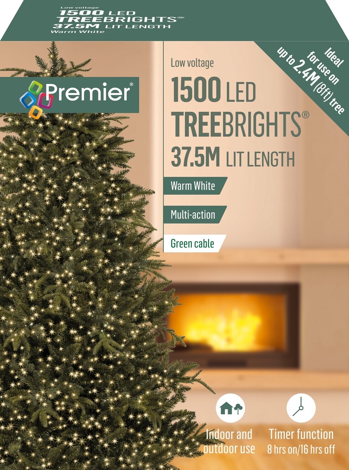 1500 LED White Xmas Tree Lights with Timer 42.5m 