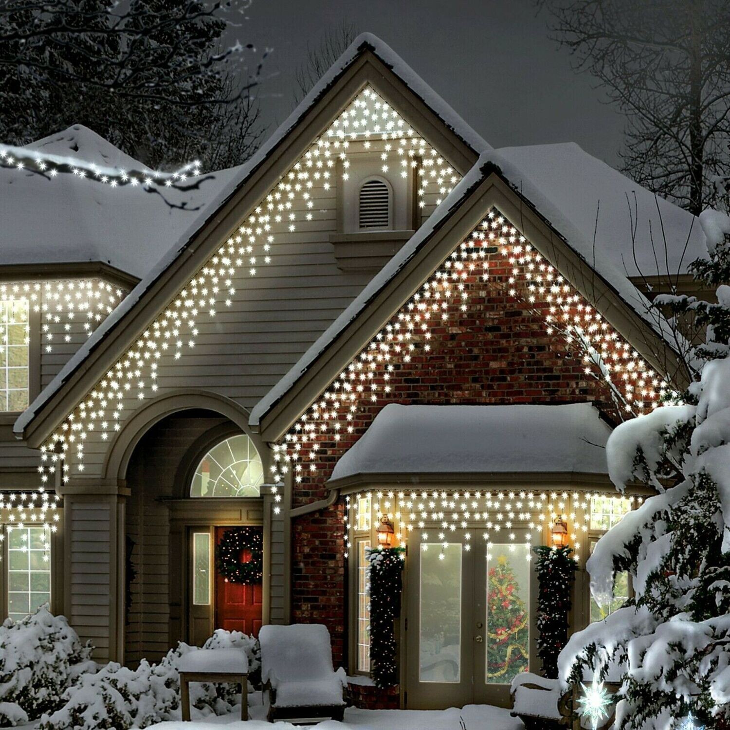 Snowtime 1000 Warm White LED Multi Function Christmas Icicle Lights