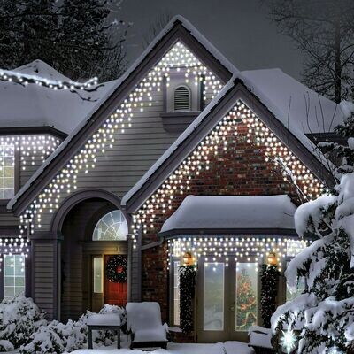 Snowtime 1000 Ice White LED Multi Function Christmas Icicle Lights