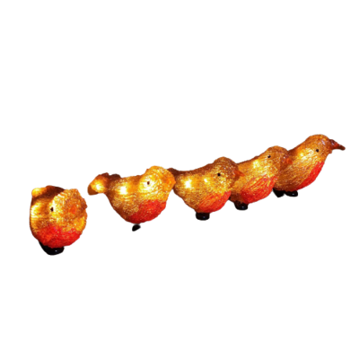 16CM 5 Piece Set Acrylic LED Christmas Robins