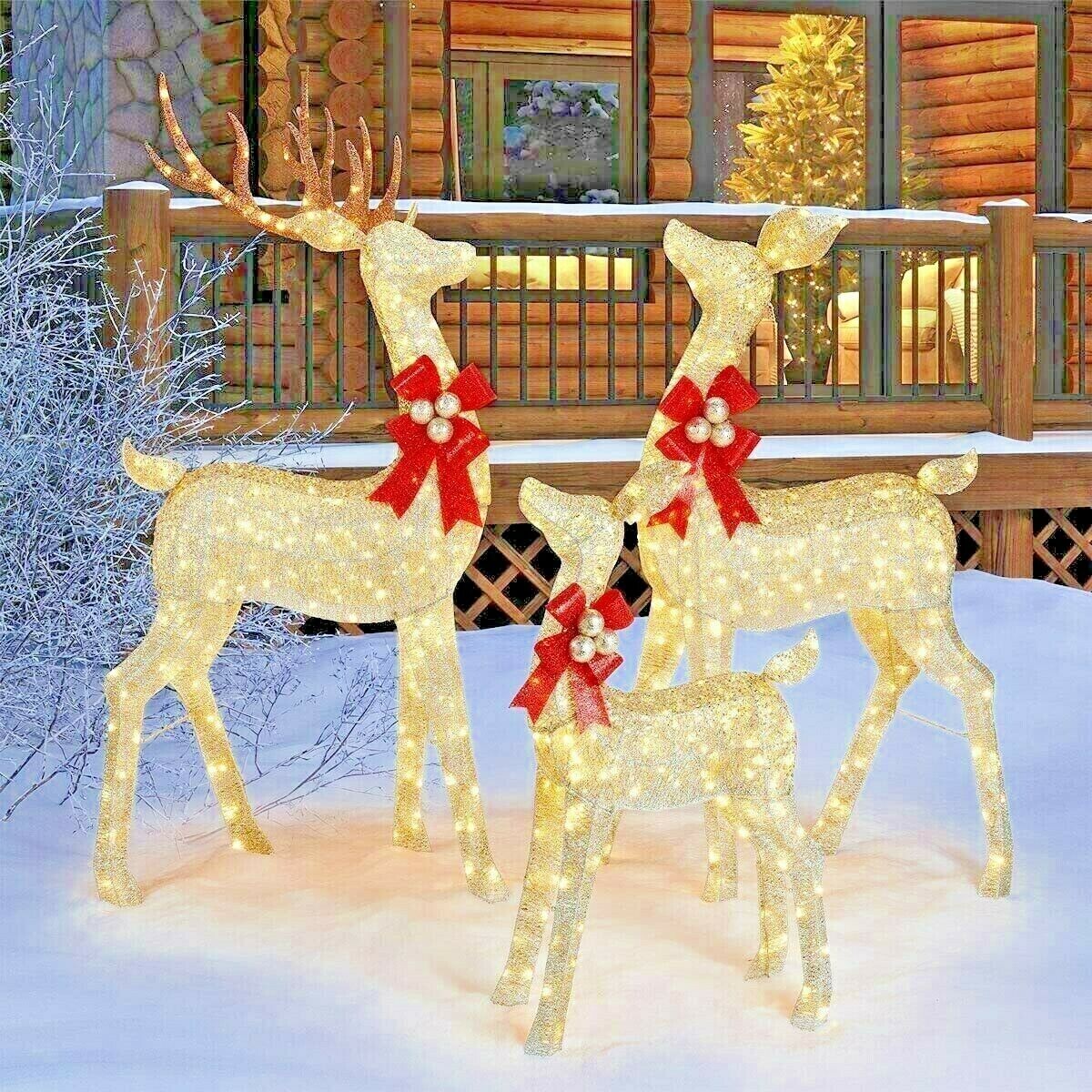 Christmas Reindeer Family Set of 3 LED Lights - Supply Outlet