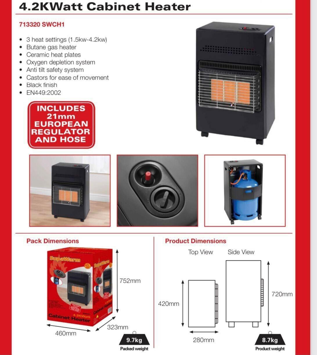 4.2kw Portable Gas Cabinet Heater - Supply Outlet