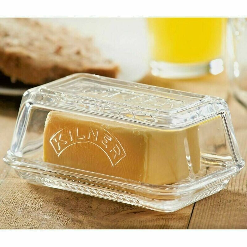 Kilner Vintage Clear Glass Butter Dish Serving Tray