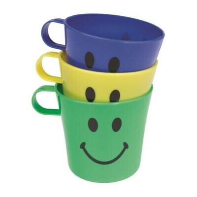 3PK Kids Children's Smiley Face Plastic Cups