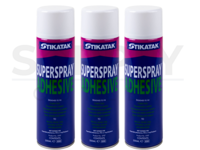 3 Stikatak Superspray Adhesive Fabric Spray Glue 500ml