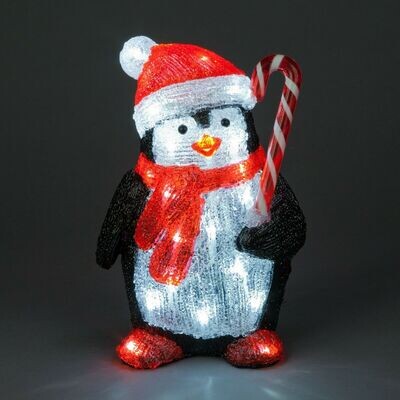 Penguin Candy Cane Acrylic Christmas Decorations  30cm LED