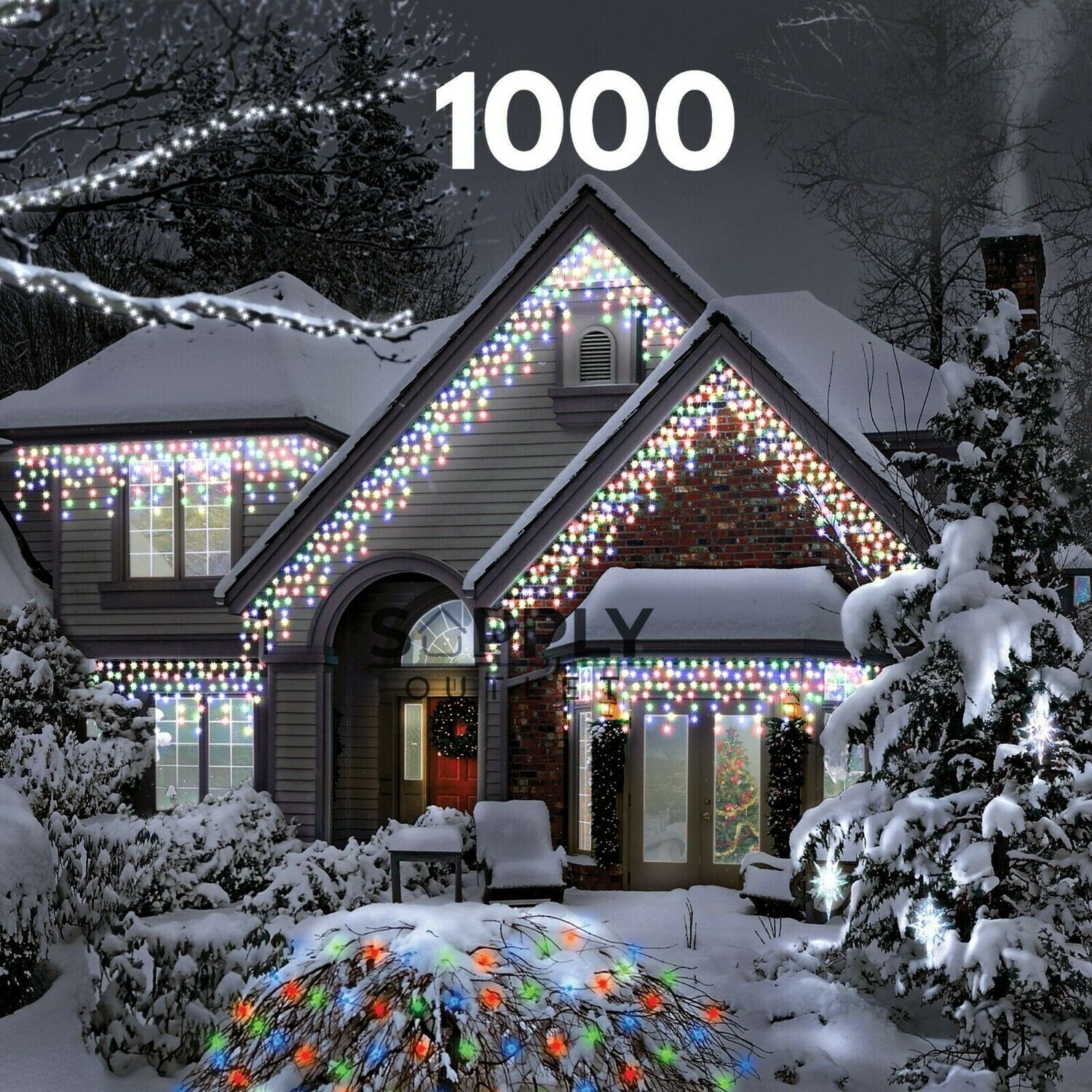 Snowtime Outdoor 1000 Multicoloured LED Multi Function Icicle Christmas Lights