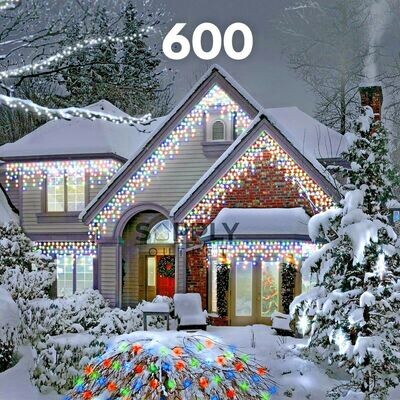 Snowtime Outdoor 600 Multicoloured LED Multi Function Icicle Christmas Lights