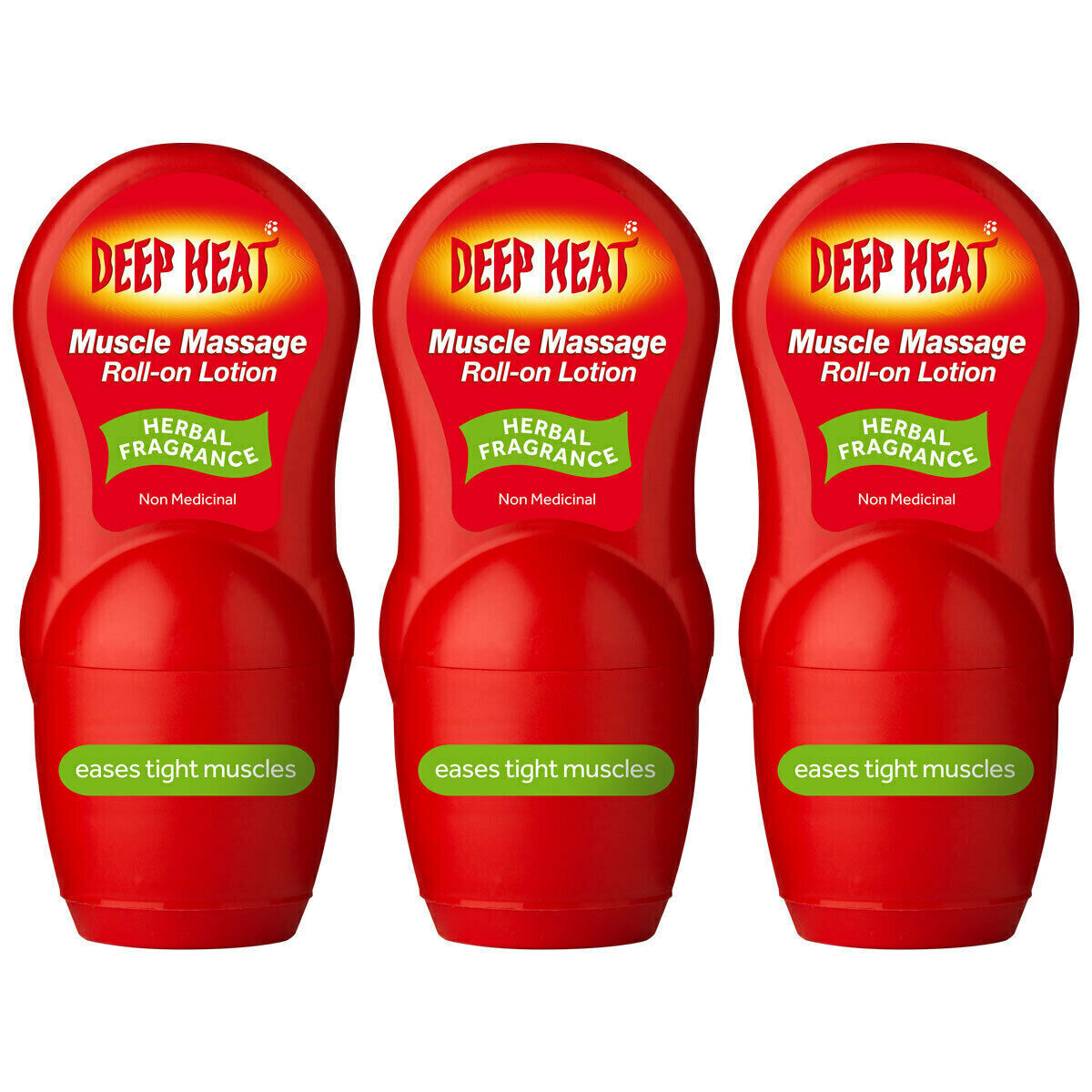 3 x 50ml Deep Heat Muscle Massage Roll-On Lotion