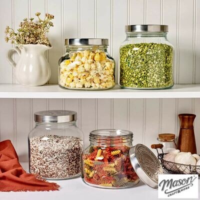 Mason Jars Set of 4 Piece Glass Canisters With Lids