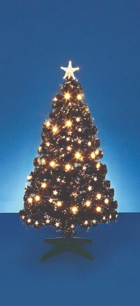 Premier Fibre Optic Tree Black With Warm White LEDs 1.2 Metre Christmas Tree