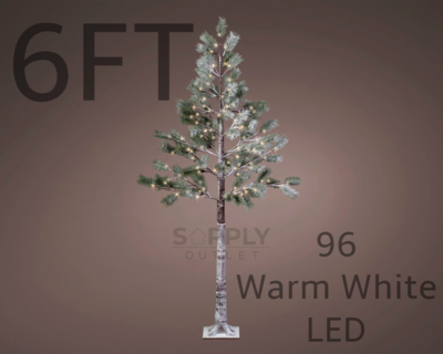 6FT Snowy Pine Christmas Tree Micro Warm White LED Lights Outdoor Christmas Tree