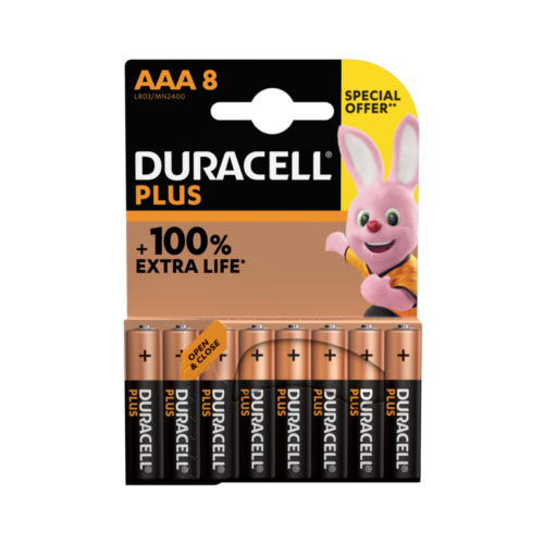 8 PACK Duracell Plus AAA Triple A Alkaline Batteries