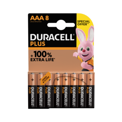 8 PACK Duracell Plus AAA Triple A Alkaline Batteries