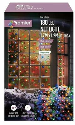 Premier Multi Action 180 Multicoloured LED 1.75m x  1.2m Lights Indoor /Outdoor curtain net Light