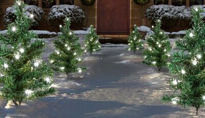 Premier Christmas Outdoor Garden 15 LED Mini Tree Path Lights 6 Piece Cool White
