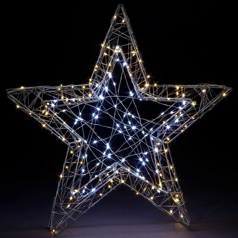 Snowtime Iron Star 240Warm White & Ice White Twinkling LED 55cm Christmas Lights