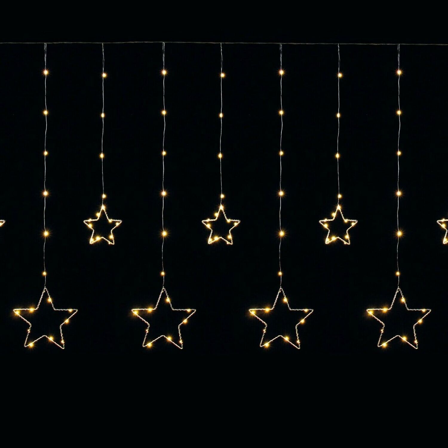 Snowtime Star Curtain Warm White Light Indoor Outdoor Christmas 150 LED Window