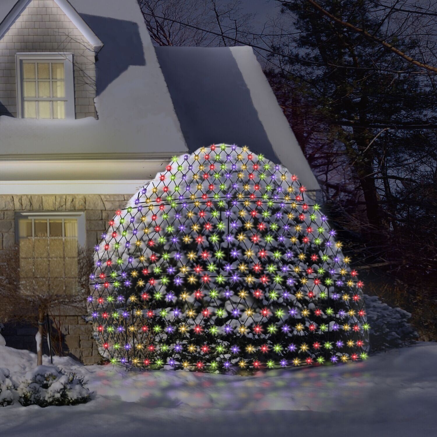 Snowtime 2.4×2.4m Chasing Net Light 240 Multi Coloured LED Memory Chip Christmas