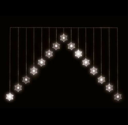 Snowflake Christmas Window V Curtain Light 15 Warm White LED 1.2M 4FT In / Out