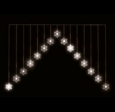 Snowflake Christmas Window V Curtain Light 15 Warm White LED 1.2M 4FT In / Out