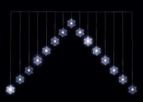 Snowflake Christmas Window V Curtain Light 15 ICE White LED 1.2M 4FT In / Out