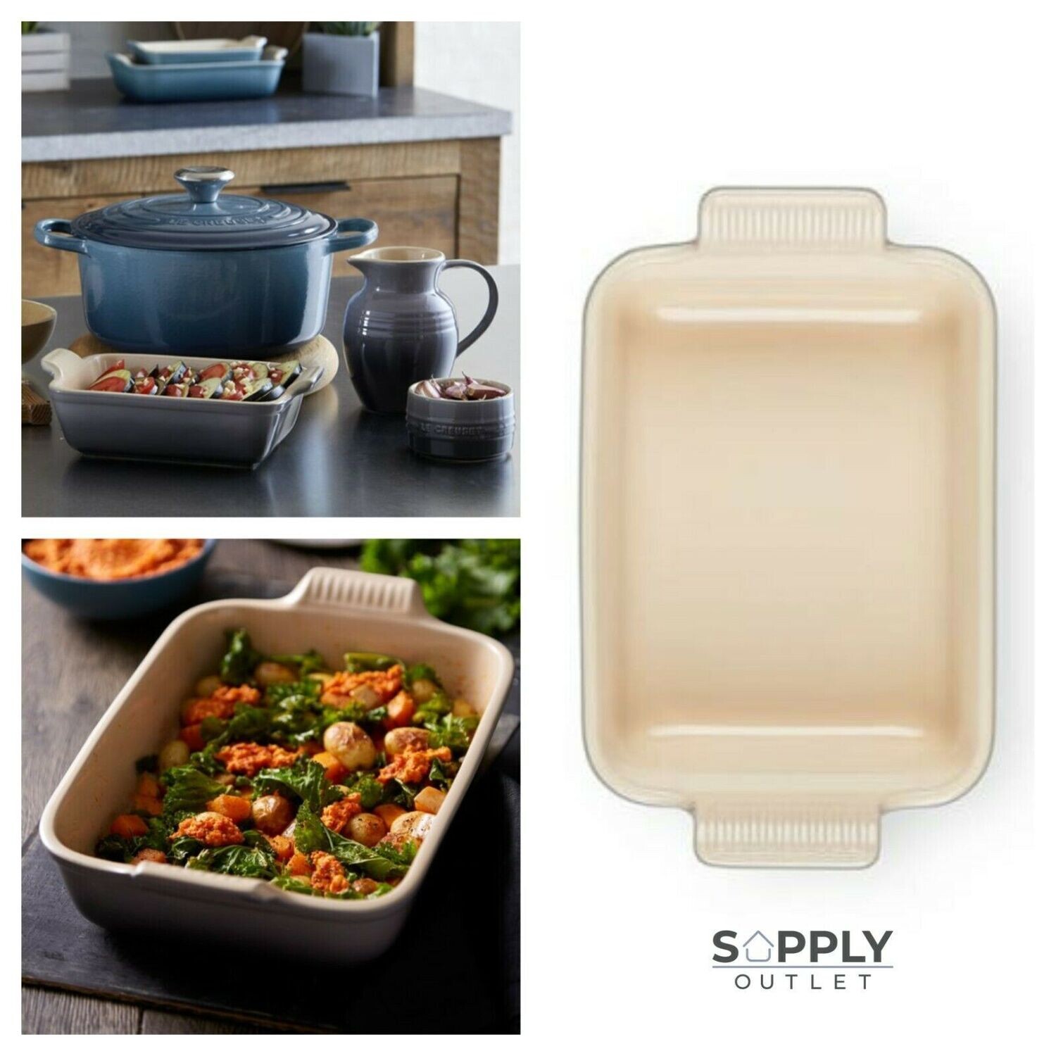 Le Creuset Stoneware Rectangular Baking Dish 26cm Mist Grey