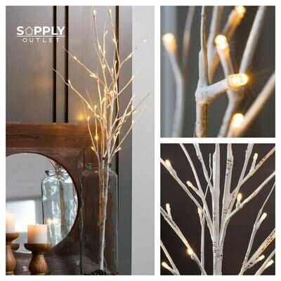 Evergreen 2 Pack Twig Birch Table Tree Warm White