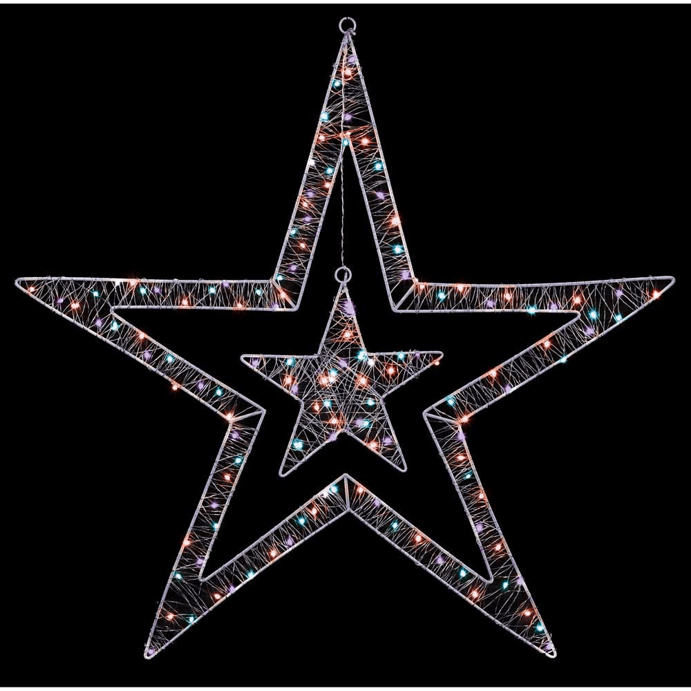 Premier Double Star 80cm Christmas Light Decoration 140 Rainbow LEDs