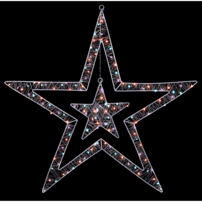 Premier Double Star 80cm Christmas Light Decoration 140 Rainbow LEDs