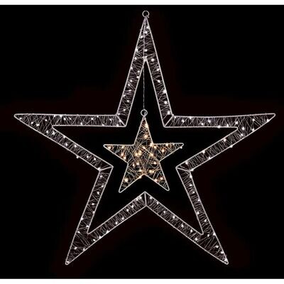 Premier Double Star 80cm Christmas Light 140 Warm White & White LED
