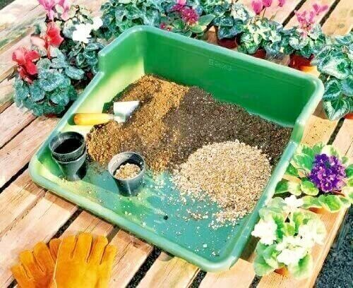 Plastic Potting Plant Tray Green Tough