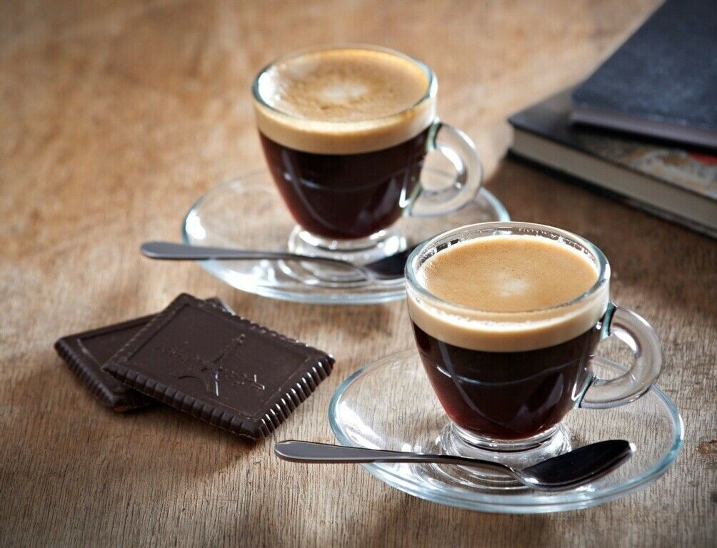 Rayware 2 x 195ml Glass Tea Coffee Cup & Saucer