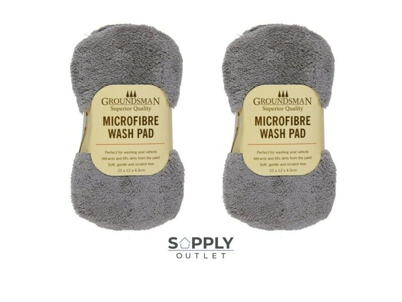 2 x Groundsman Microfibre Car Cleaning Soft Wash Pad Mitt 22 x 12.5 x 4.5cm