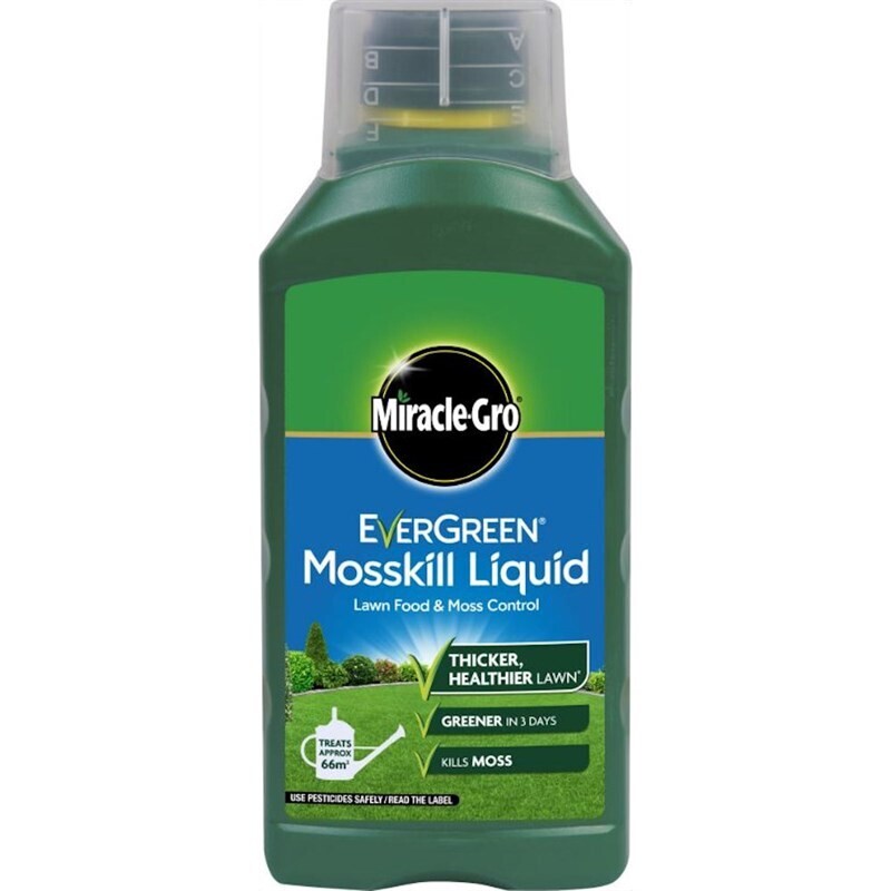 Miracle Gro Evergreen Lawn food & Moss Control Treats 66m 1Litre