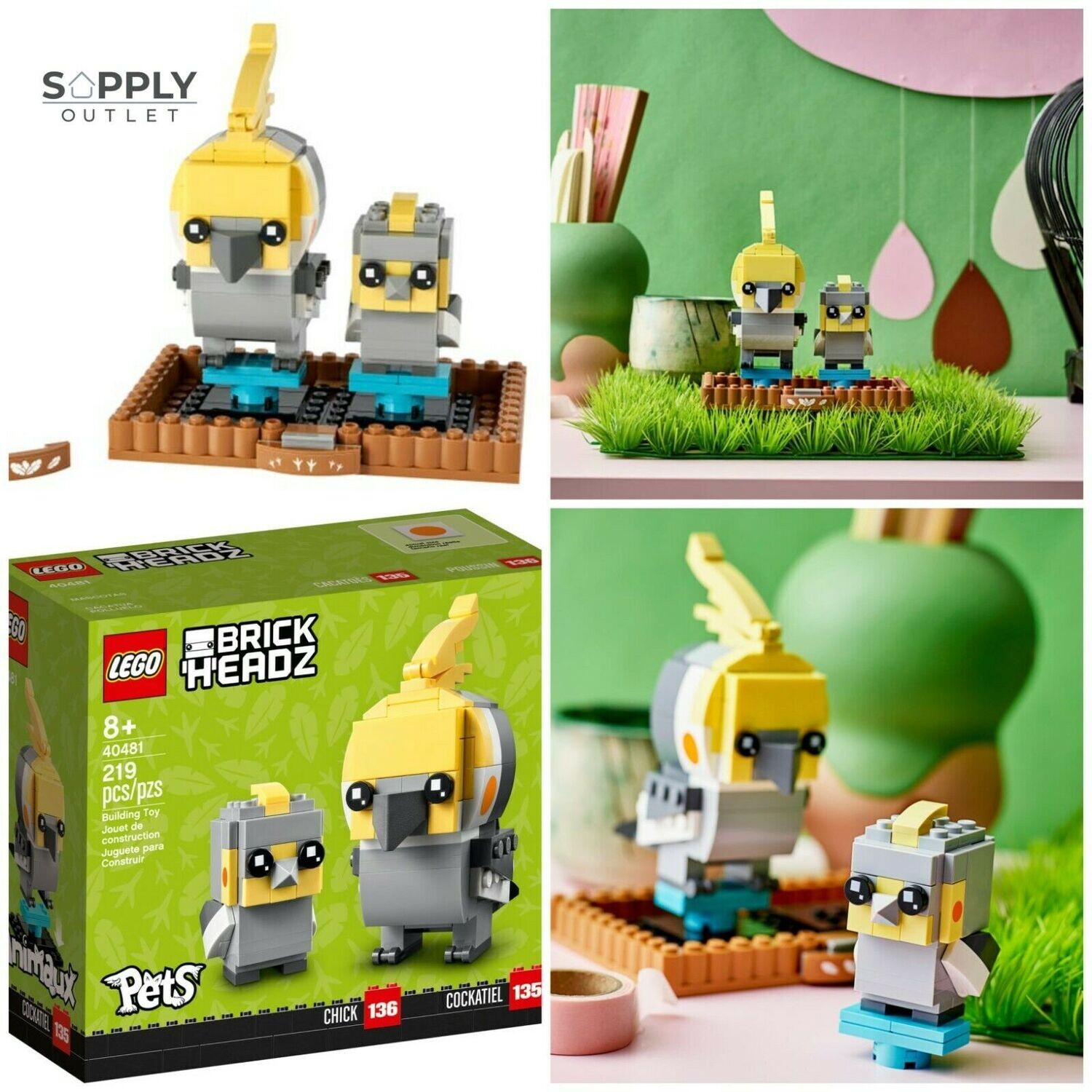 LEGO BrickHeadz Pets Chick And Cockatiel Collectable Set 219pc Kit
